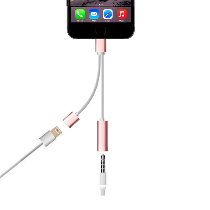 Headphone Jack Adapter Connector Charge 2in1 3.5mm Audio Cable For iPhone 7 6 6S Plus
